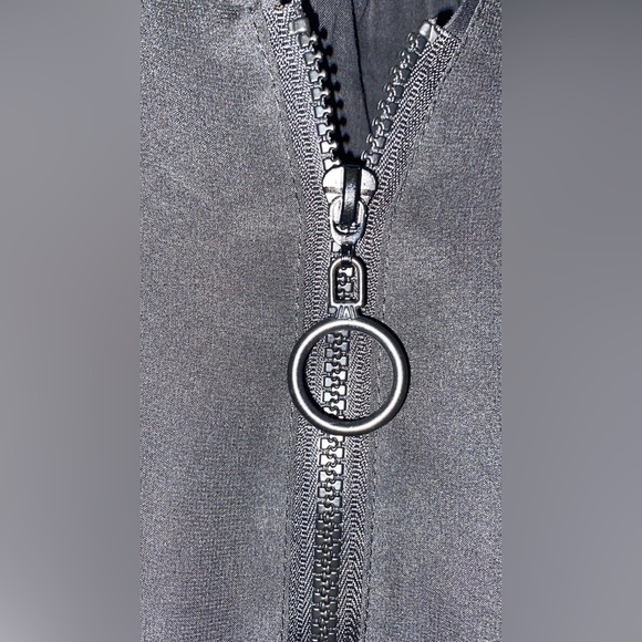 D Square Black & Gold Blouse - Satin Details, Zipper Front - Picture 5 of 10